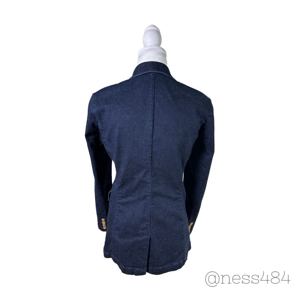 J McLaughlin Women Denim Double Breasted Blazer Jacket‎ Indigo Blue Size 4 - Picture 3 of 6